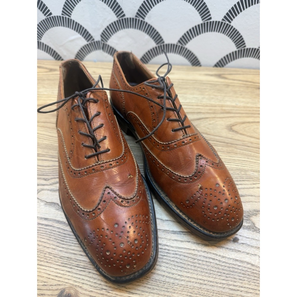 Alfred Sargent Tan‎ Brown Leather Derby Brogue Shoes Men's UK 8.5 US 9.5 EU 42.5